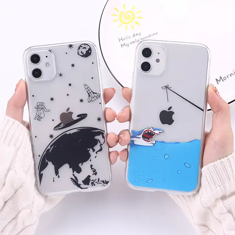 面白い宇宙惑星サメソフトシリコンケースfundas Iphone 12ミニ11プロ6s 8 8プラス 7 7プラスxs最大ソフト電話カバー 電話用緩衝材 Aliexpress