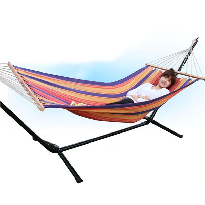

Outdoor with Wooden Stick Canvas Hammock Indoor Single Person Casual Swing Widened Thick 1 M Wide Excluded Hob