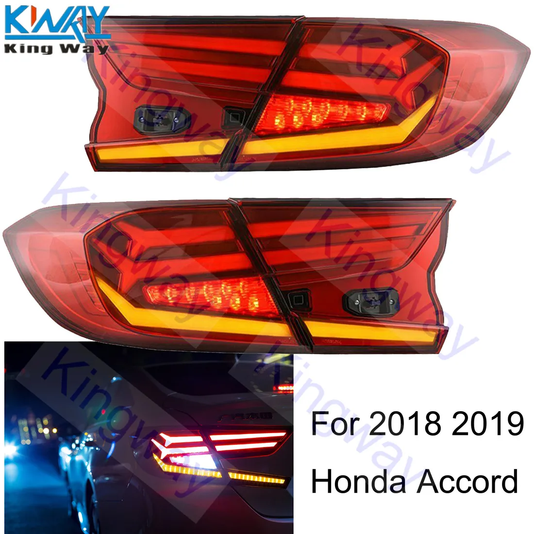 King Way-красный прозрачный/Копченый светодиодный задний фонарь для Honda Accord задний фонарь стоп Поворотная сигнальная задняя подсветка