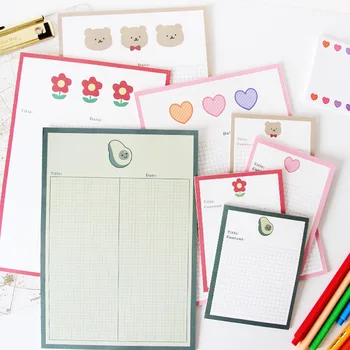 

Cute Stationary Kawaii Creative Grid Note Book Small Flower Avocado Lovely Student Hand Account Material Paper Note Paper