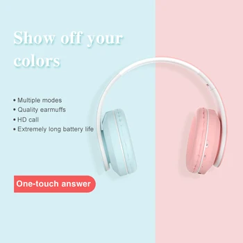 

LED Light Wireless Bluetooth Headphones 3D Stereo Earphone With Mic Foldable Headset Support TF Card FM Mode 3.5mm Audio Jack