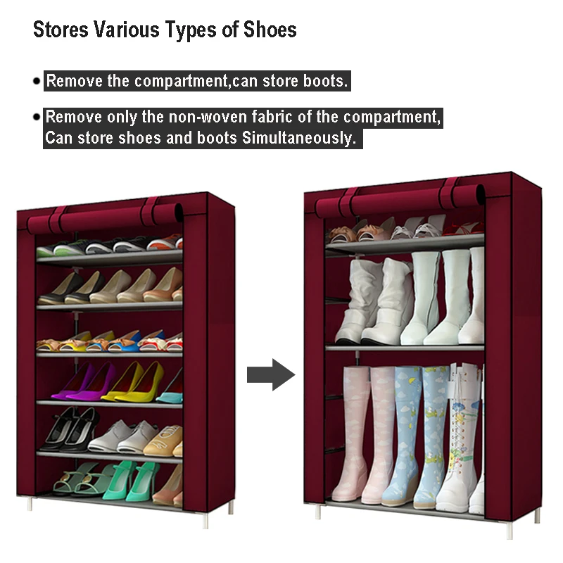 Cheap Multilayers Stainless Steel Shoe Rack home Organizer for Shoe Shelf cabinet Dust proof iron shelves for shoes storage rack shelf