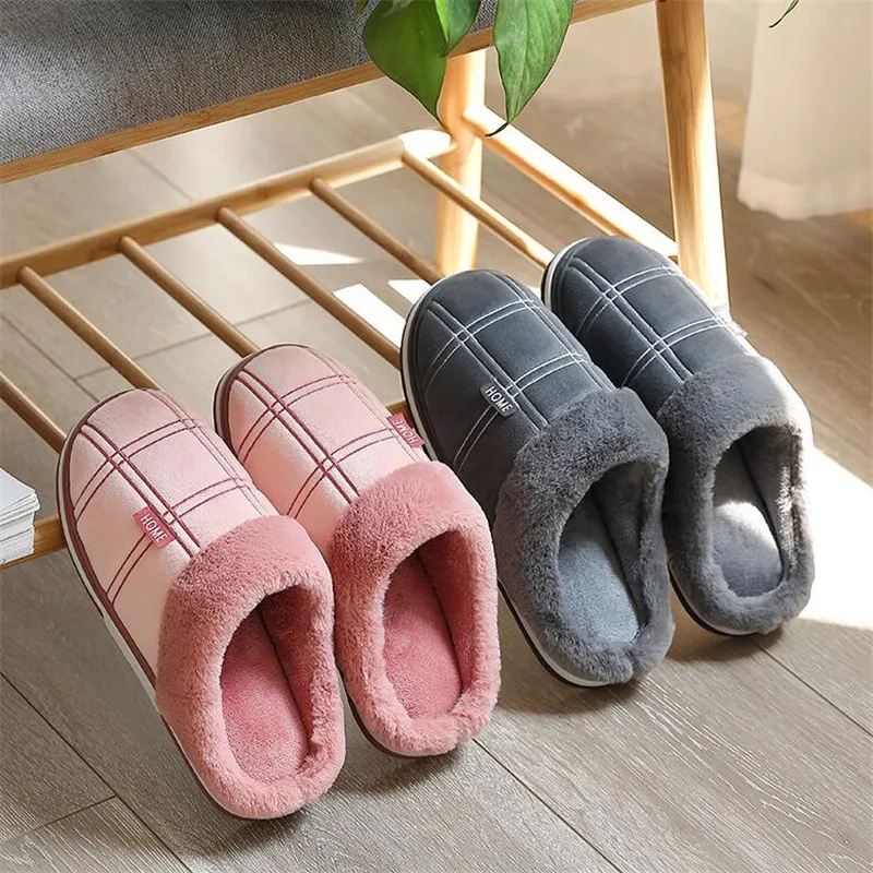 2020 мужские зимние меховые тапочки Нескользящие домашние плюшевые туфли на