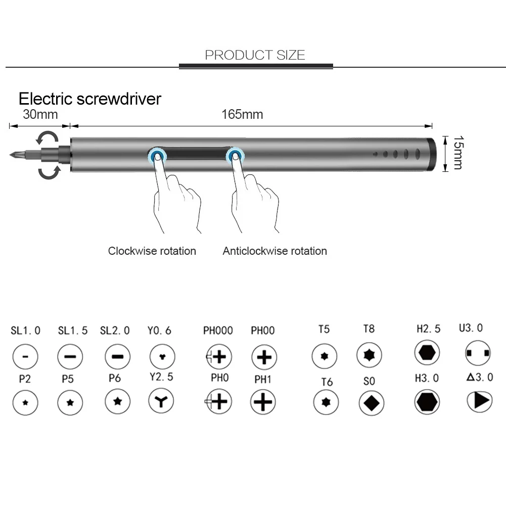 

Mini Electric Screwdriver Set Repair Tool Kit Portable with LED Light for Computer Laptop OD889