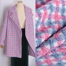 150 см ширина 680 г/м Вес розовый синий Твид вязаная шерсть и полиэстер ткань для осень зима пальто куртка E1163