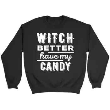 

ONSEME Halloween Sweatshirt Women Witch better have my candy Long Sleeve Crewneck Sweatshirt Aesthetic Hoodie Halloween S-73