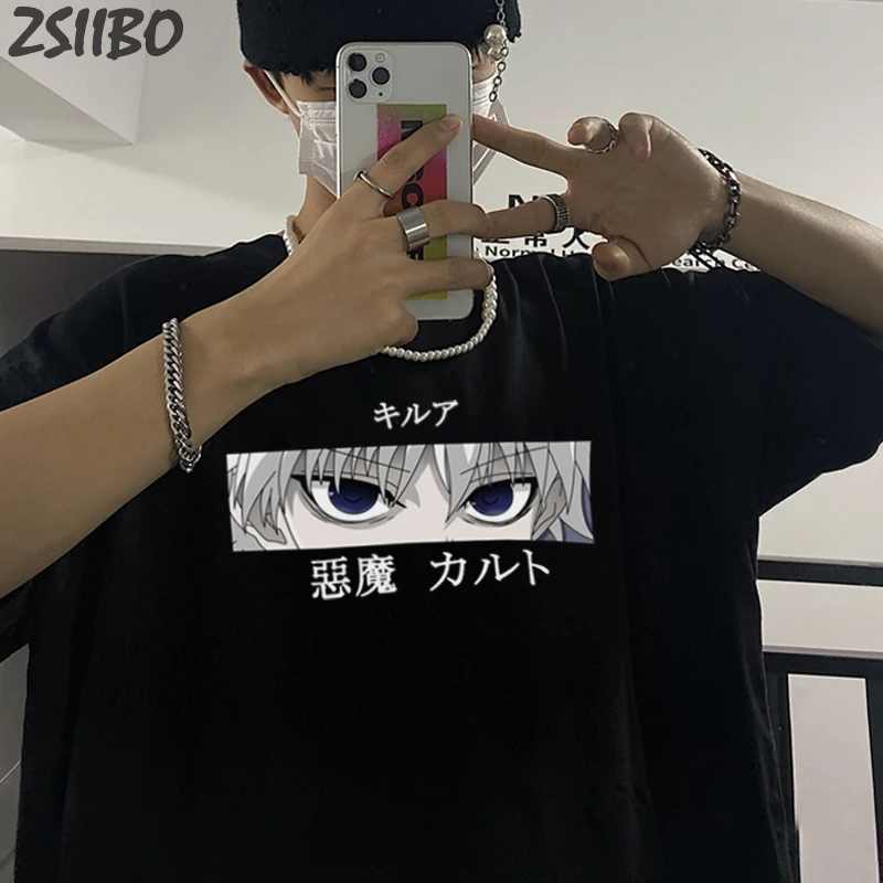 Футболка мужская Hunter X с аниме-принтом коротким рукавом изображением дьявольских