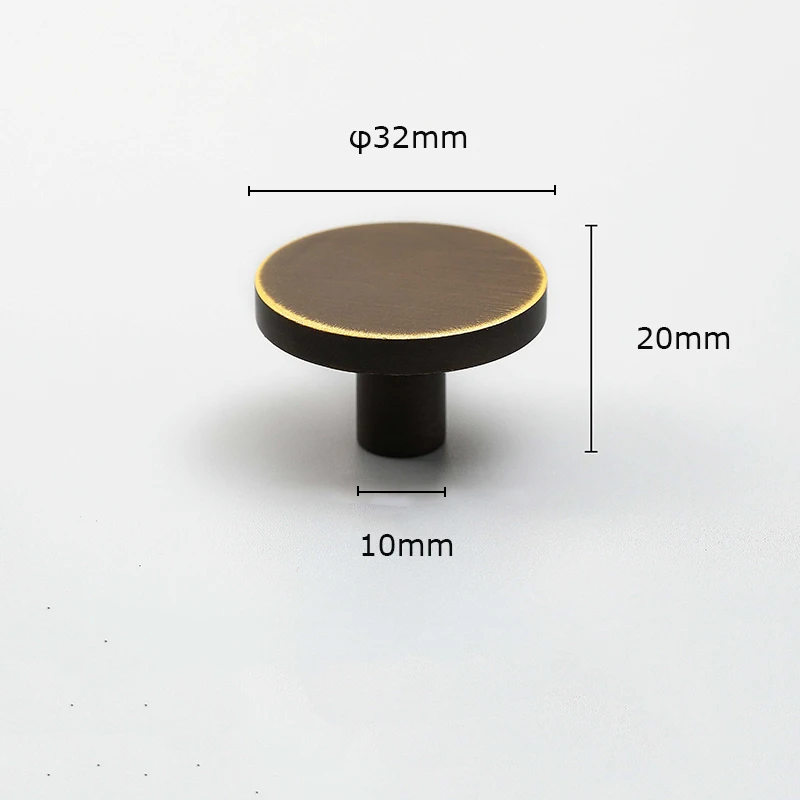Coffee bronze PVD Золотая латунная простая ручка для шкафа, круглые ручки для комода, черные латунные ручки для выдвижных ящиков, ручки для кухонного шкафа - Цвет: Coffee bronze