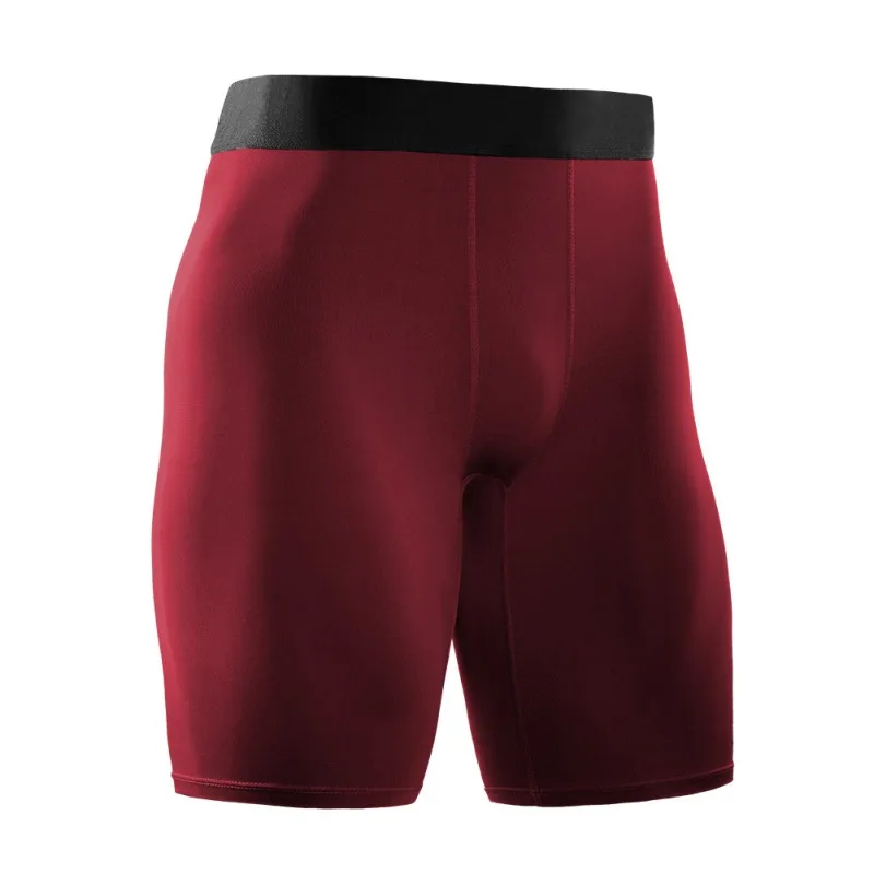 Мужские быстросохнущие дышащие эластичные с высокой талией для йоги с косыми карманами для бега спортивные лосины облегающие тянущиеся для фитнеса шорты - Цвет: Красный