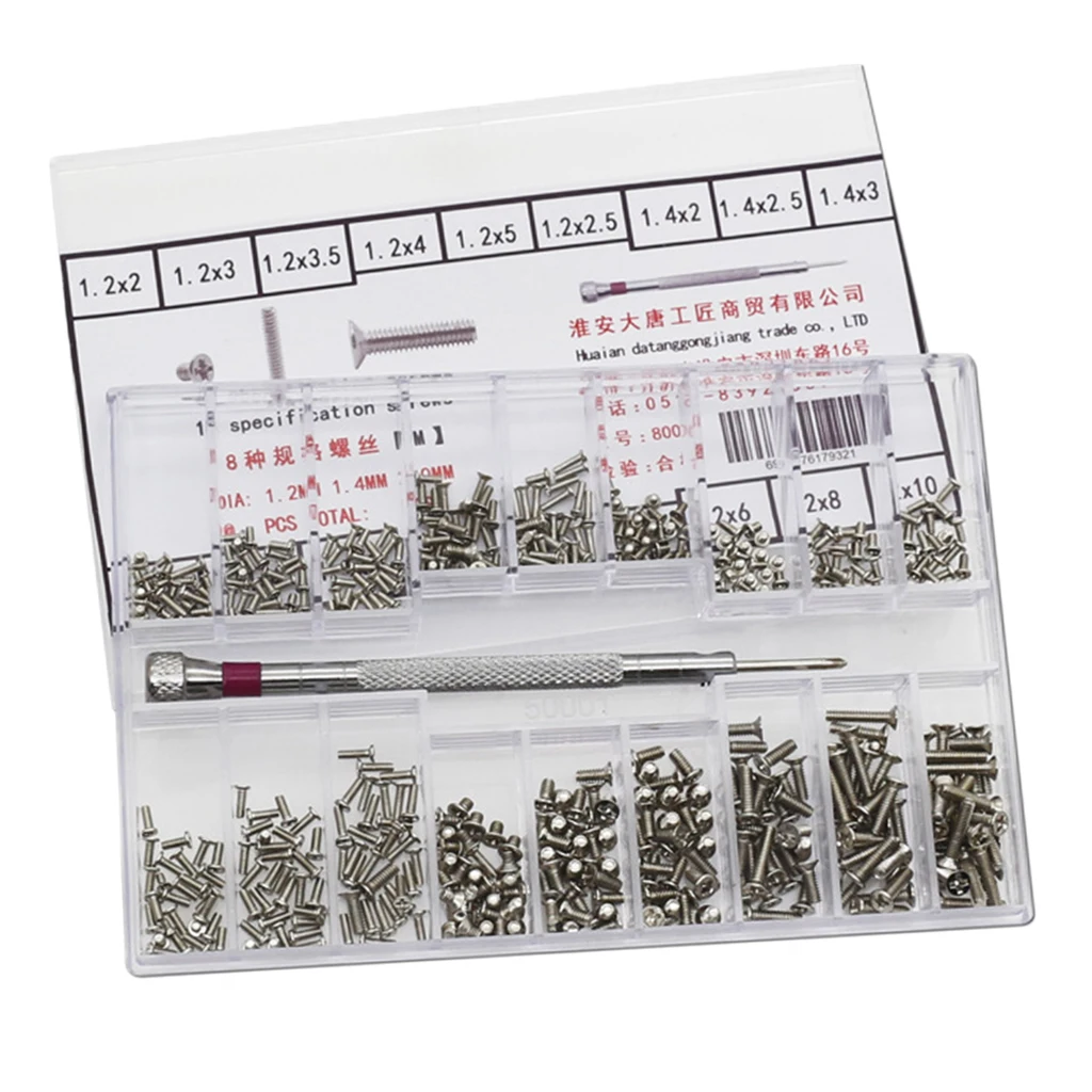 500pcs Tiny Screws Nuts + Screwdriver Watch Electronics Eyeglasses Screws 500pcs Tiny Screws Nuts + Screwdriver Watch Electronics Eyeglasses Screws