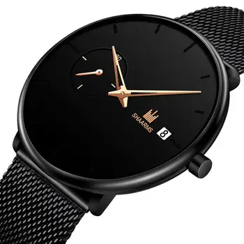 

SHAARMS High Quality Fashion Simple Mens Watch Mesh Strap Quartz Watches Casual Men Wrist Watch Relojes Masculino Montre Homme