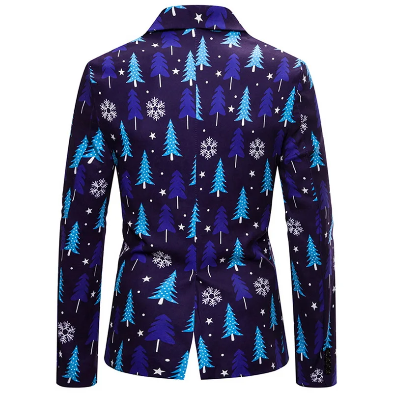 Sfit мужской модный костюм 3D Рождественский цветочный принт живопись блейзеры пиджак мужские вечерние пальто повседневный Тонкий Блейзер на пуговицах