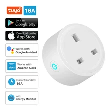 Frogbro tomada inteligente wifi uk 16a função de temporização monitor de energia tuya smartlife app controle funciona com alexa google assistente