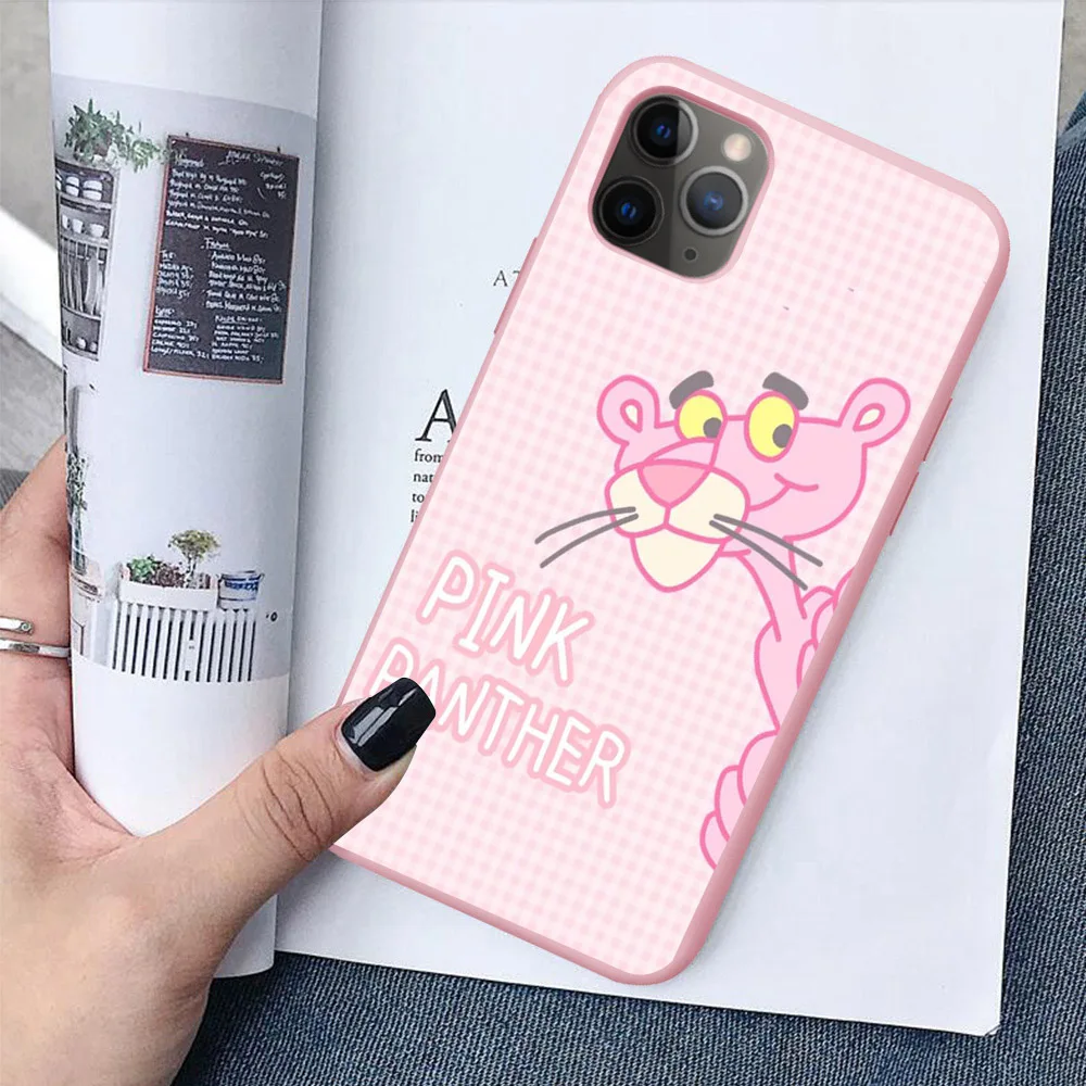 TPU Модный розовый матовый Мягкий силиконовый чехол для телефона iPhone 11 Pro MAX 6 6S 7 8 SE 5s MAX XR XS X Plus Kawai Розовая пантера - Color: TPU