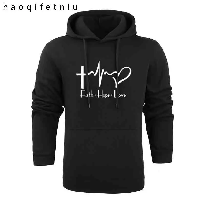 Модная Faith Hope футболка с надписью про любовь одежда толстовка мужская осень зима хип хоп с капюшоном