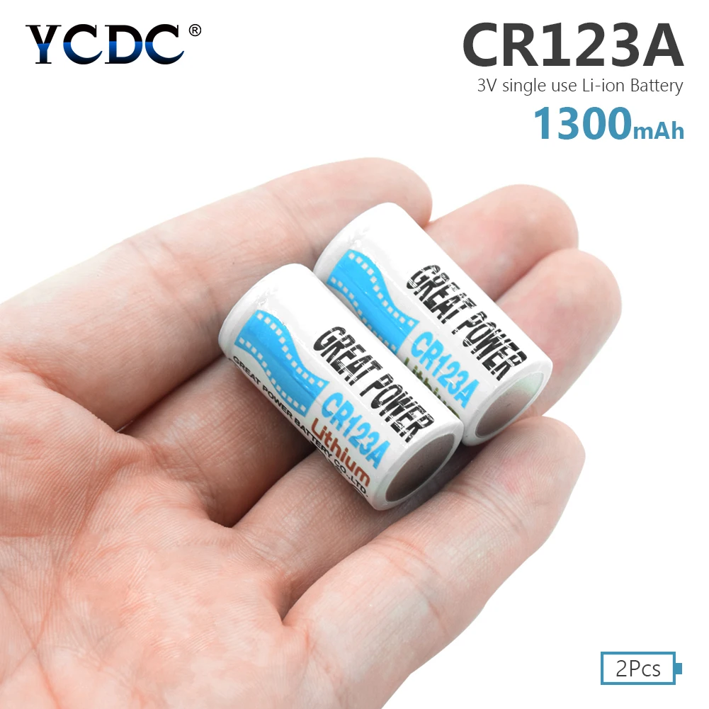 2 шт. литий ионный аккумулятор 3 в 1300 мАч CR123A CR123 CR 123A CR17345 DL123A неаккумуляторные