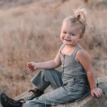 Летние детские длинные штаны на пуговицах без рукавов для маленьких девочек, комбинезон, клетчатые брюки с бантом, одежда