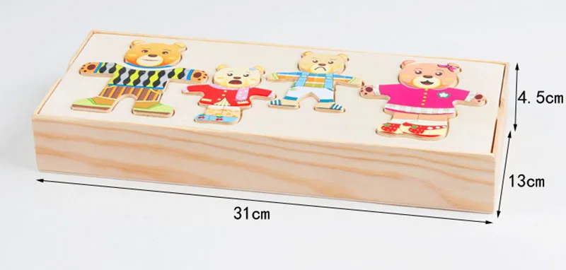 DIY креативная 3D деревянная головоломка магнитные игрушки доска для рисования животное меняющая одежду игра Развивающие игрушки для детей Дети