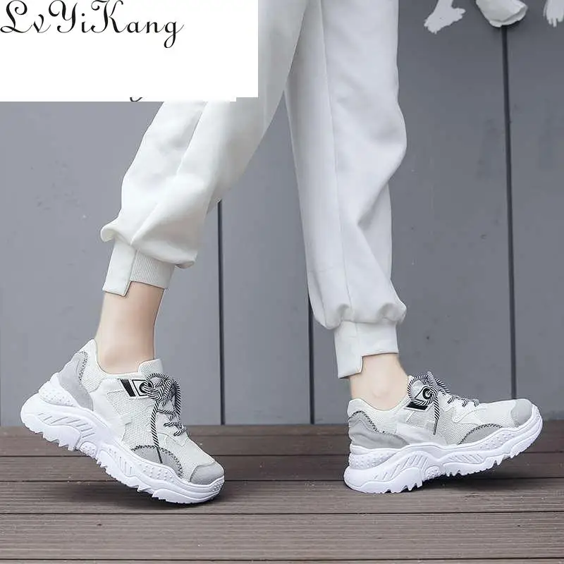

Women Shoes 2019 Fashion Tenis Feminino Dad Platform Chunky Sneakers Breathable Mesh Woman Casual Sneaker White Zapatillas
