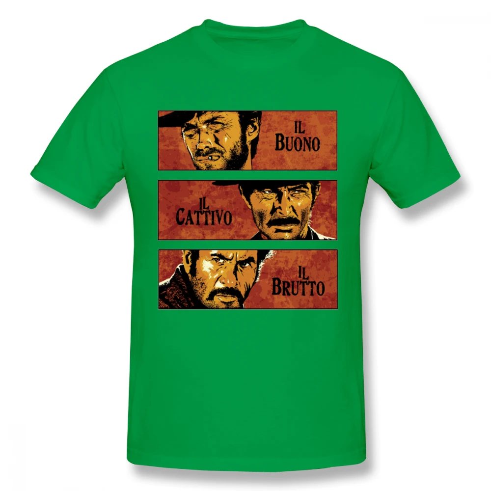 Хлопковая качественная футболка с надписью The Good The Bad And Ugly для мужчин Il buono brutto cattivo, уникальная футболка Swag - Цвет: Зеленый