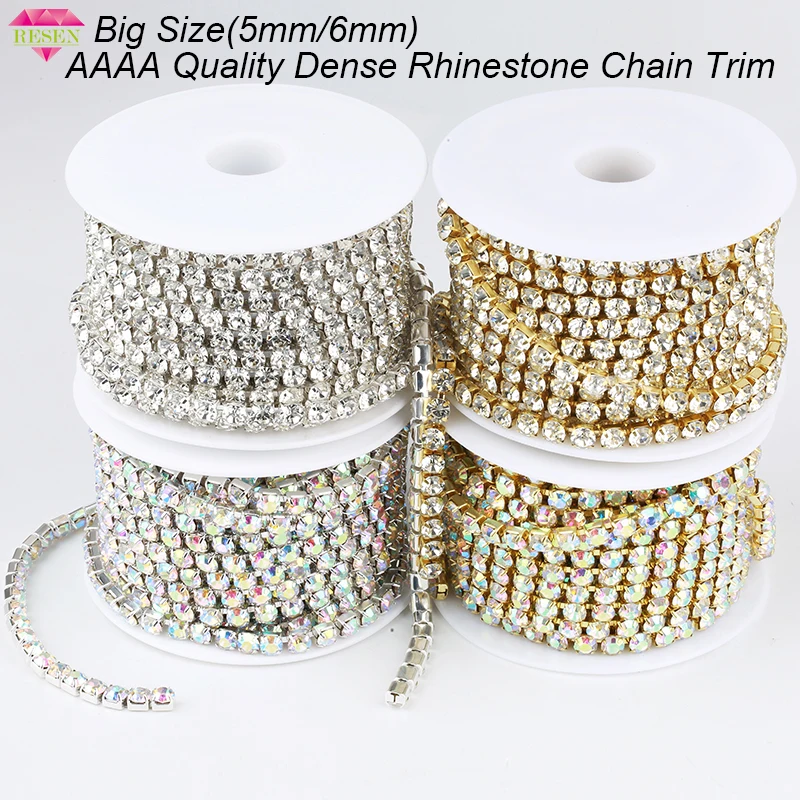 5mm/6mm Sliver/Gold Dense Crystal 
