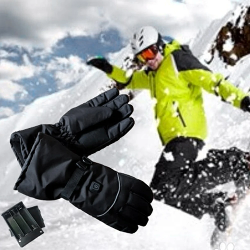 1 Pair Hiking Third Gear Skiing Adjustable Temperature Battery Outdoors Climbing Sports Waterproof Electric Heated Gloves Winter