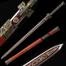 Home Decoration Real Steel Swords Traditional Chinese Han Dynasty Swords Handmade Forging T10 Steel Full Tang Blade Alloy Handle