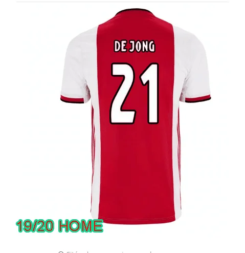 ajaaxe Джерси Домашняя футбольная рубашка DE JONG DE LIGT VAN DE BEEK NERES 19 20 ajaaxes TADIC ZIYECH футбольные рубашки - Цвет: shirt