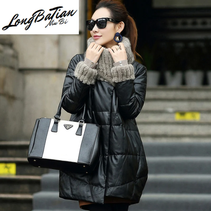 Coat Genuine Sheepskin Winter Mink Fur Collar Down Jackets for Women Real Leather Jacket Chaqueta Mujer MY | Женская одежда