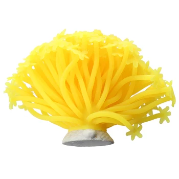 

Aquarium Fish Tank Silicone Artificial Sea Plant Anemone Ornament Yellow