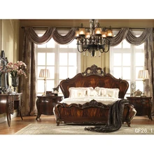 Роскошный Королевский американский стиль, мебель для спальни, большой размер, деревянный спальный комплект, 4 двери, шкаф GF26