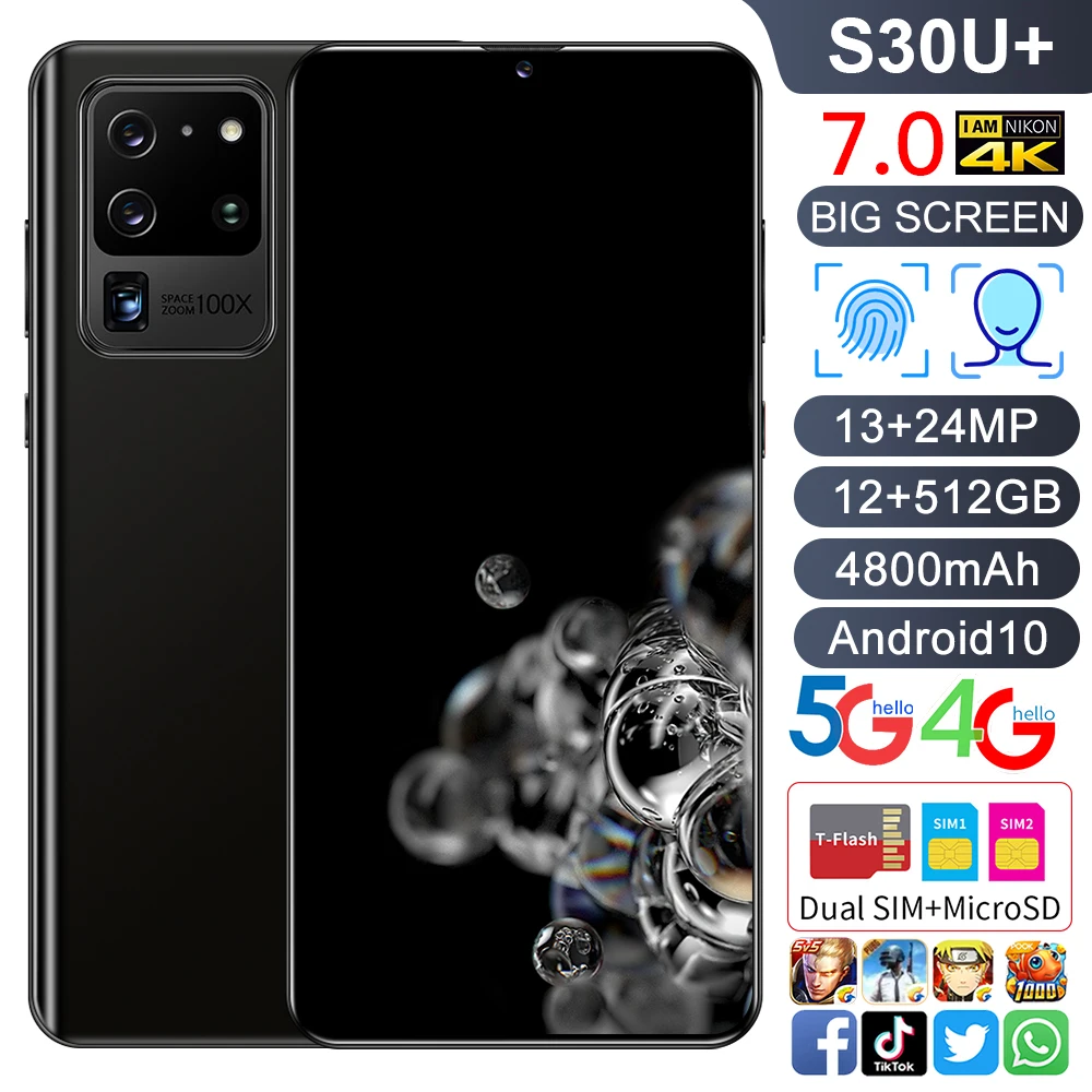 US $118.68 New Global Version 70inch Galay S30U Cellphone 12GB 512GB Android10 TypeC GPS Wifi Fingerprint Unlock 4G5G LTE Mobile Phone