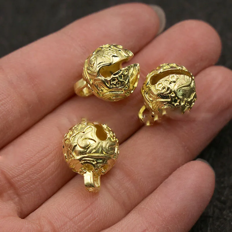 B Gold Meetee, 3 шт., Латунный Колокольчик, 12 мм, винтажный колокольчик, чистая медь, пряжка для ключей, домашняя подвеска, колокольчик, украшение для домашних животных, аксессуары для самостоятельного изготовления - Цвет: B Gold