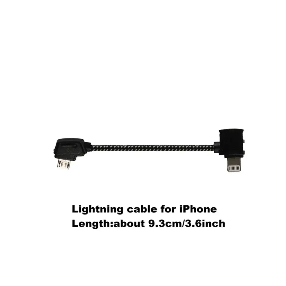 9.3CM for IOS Нейлоновый кабель для передачи данных для DJI Mavic Pro Air Mavic2 OTG пульт дистанционного управления для телефона планшета разъем Micro usb type-C IOS Удлинительный кабель - Цвет: 9.3CM for IOS
