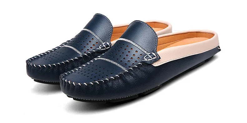 Summer Men Casual Shoes Moccasins Italian Breathable Slip on Boat Shoes Men Leather Mens Penny Loafers Luxury