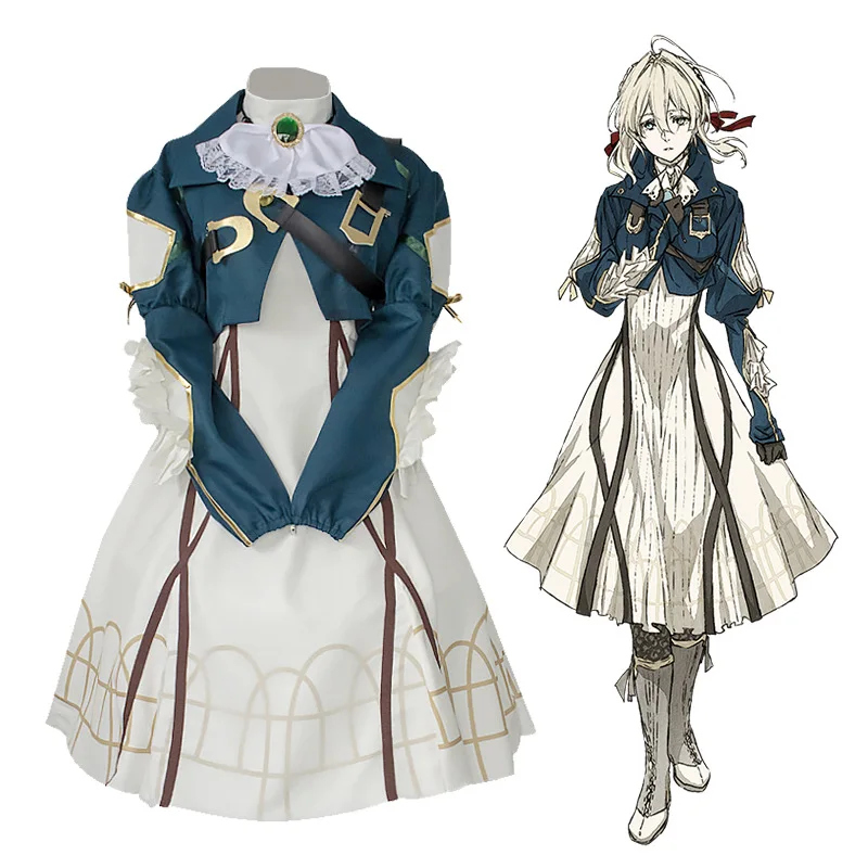 Фиолетовый Evergarden костюмы для косплея Wig платье служанки Хэллоуин карнавальные |