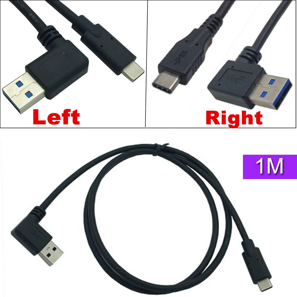 90 градусов левый/правый угол USB 3 0 (тип-a) штырь к USB3.1 (тип-c) Мужской кабель для