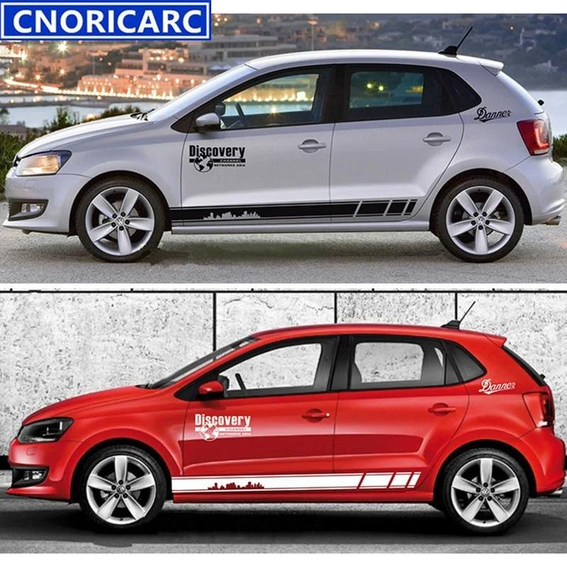 

For (2Pair/4Pcs) CNORICARC Car Side Skirt Waist Line Decorative Decal Discovery Styling Vinyl Decals For CC POLO GOLF Magotan