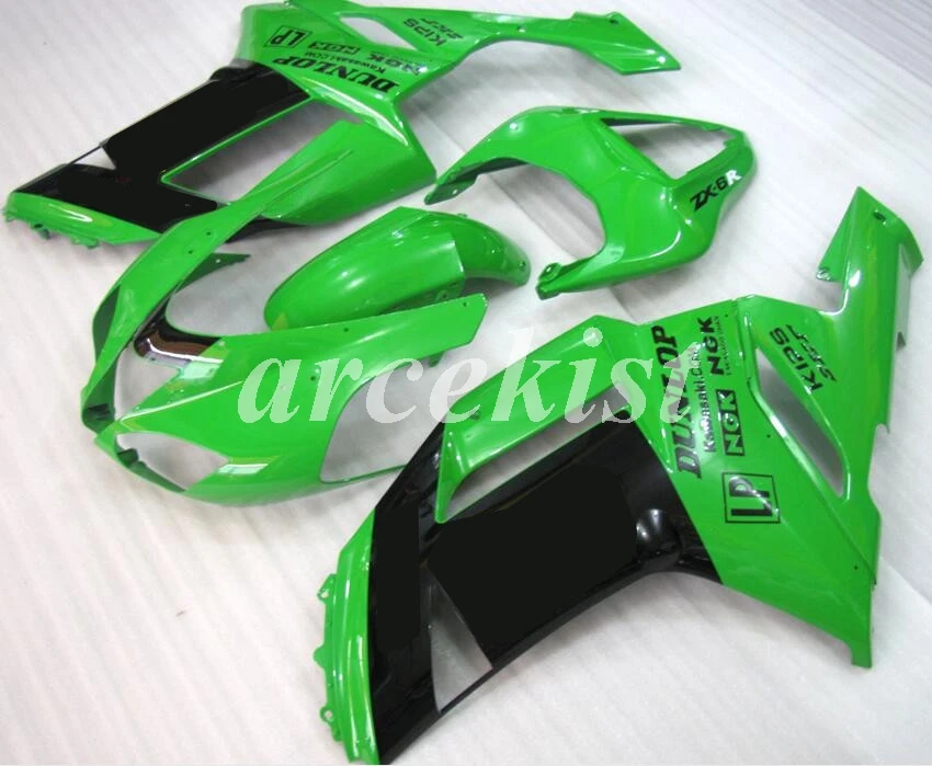 4 подарки Abs Обтекатели комплект подходит для kawasaki Ninja ZX6R 636 2007 2008 07 08 6R bodyкомплект кузова на заказ Зеленый Черный Лидер продаж