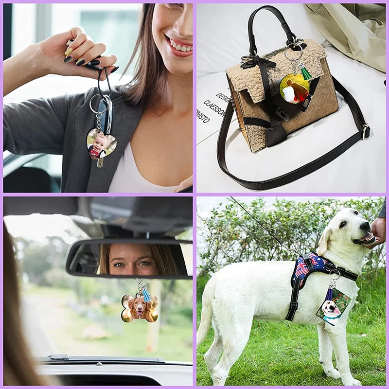 181 Pieces of Sublimation Blank,8 Shapes Sublimation Blank Sets, Tassel Keychain Ring, Suitable for DIY Craftsmanship