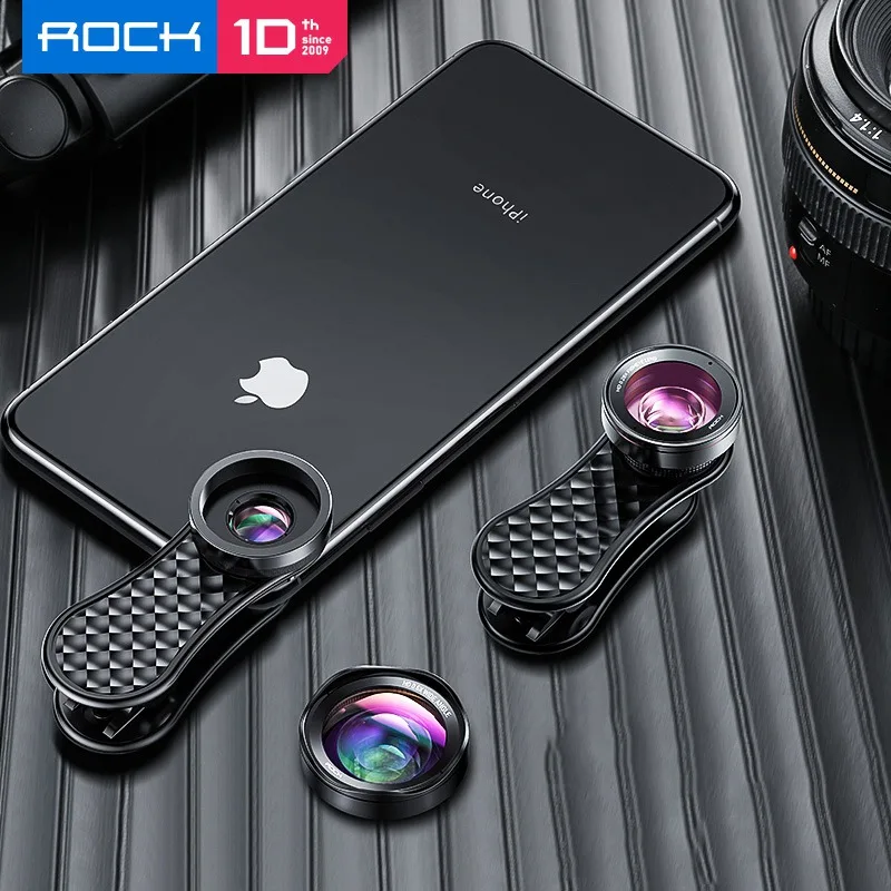 ROCK Phone Lens Kit 0.6x Супер широкоугольный 15x Супер Макро объектив рыбий глаз HD линзы камеры для iPhone 6S 7 Xiaomi больше мобильного телефона