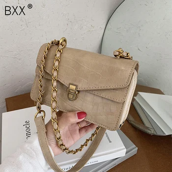 

[BXX] Small PU Leather Flap Bags For Women 2020 Winter Trend Stone Pattern Crossbody Shoulder Handbags Branded Travel Bag HO646
