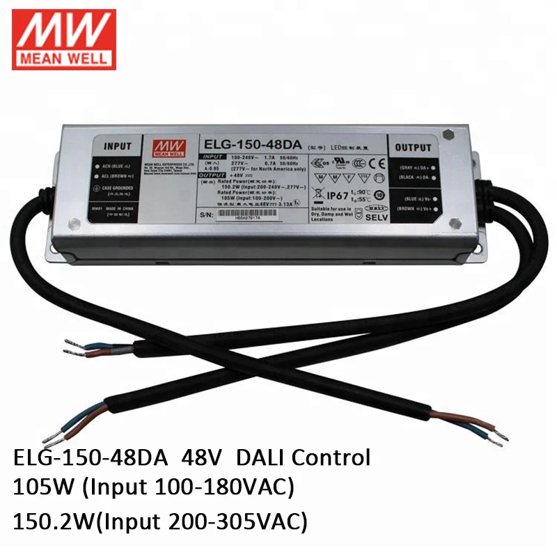 Светодиодный драйвер MEAN WELL ELG-150-48DA 150 Вт 48 В Dali 110 В/220 переменного тока до