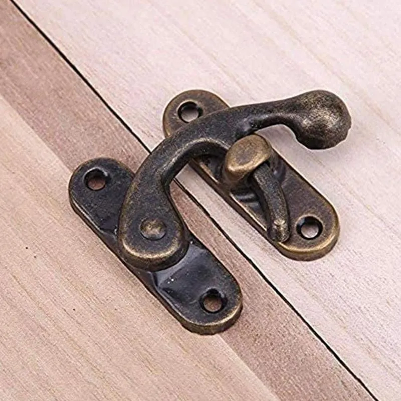 One Set Vintage Metal Hardware Wooden Box Decorative Latch Clasps Lock Padlock Hasp With Screws furniture hardware toggle latches decorative latches