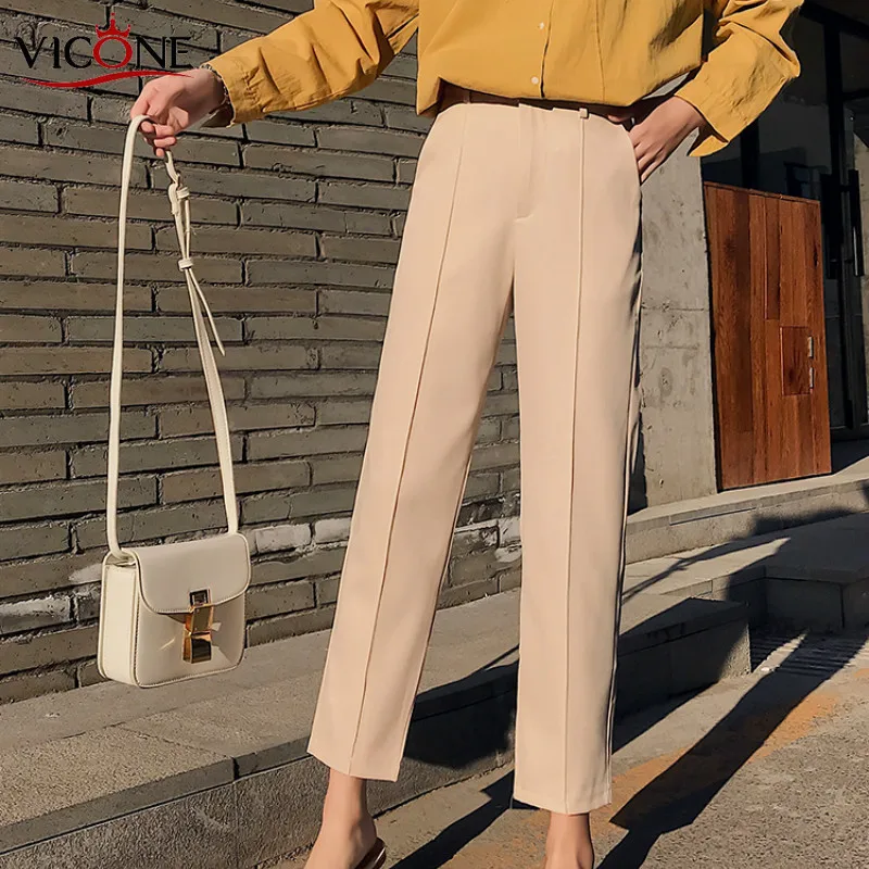 

VICONE Pants Female Straight Nine Points Leisure Haroun Pants Pants of Smoke Tube Tooling Small Pants Pants 2020