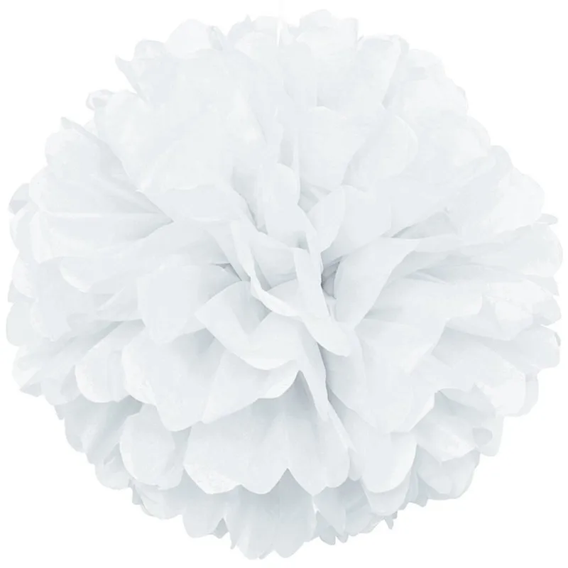 5 шт. помпоны из оберточной бумаги для вечеринки, дня рождения, бумажное украшение для свадьбы, цветы, шар, наружная бумага премиум класса, помпоны, цветы - Цвет: White