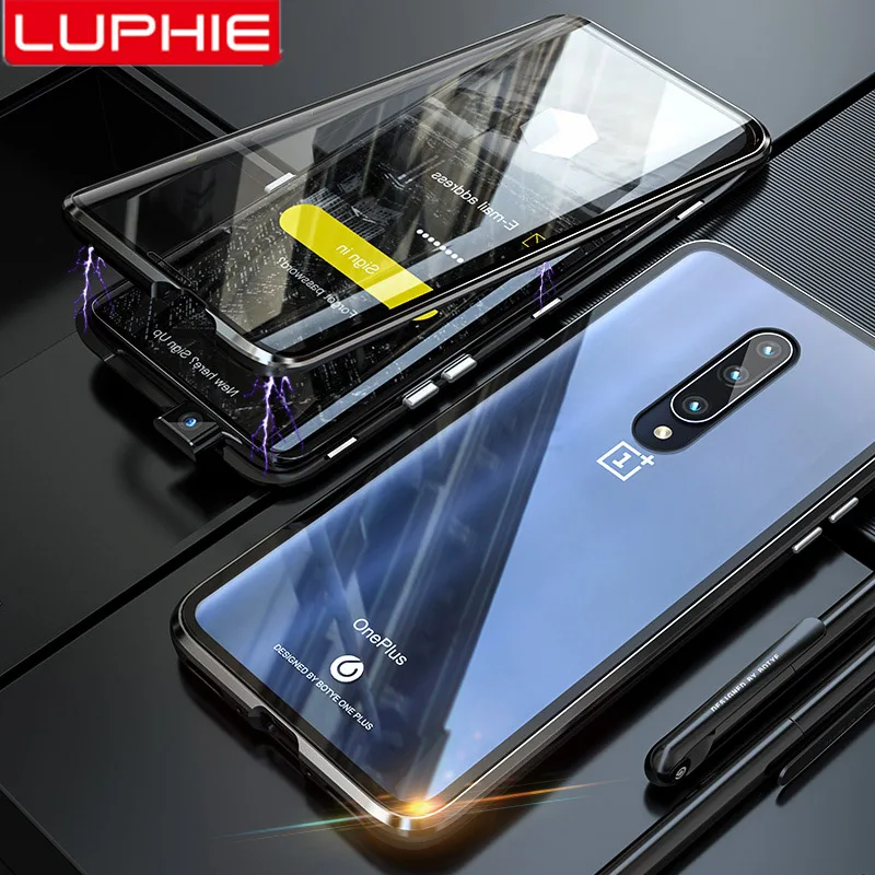 

Luphie Full Wrapped Cover Case For Oneplus 7 Pro Magnetic Case For One Plus 7 Pro Case Front+Back 9H Tempered Glass Phone Case