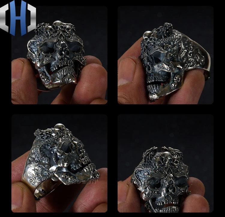 Кольцо с черепом, S925 Стерлинговое Серебро, ювелирное изделие Ssangyong, оригинальные ювелирные изделия, международные ремесла