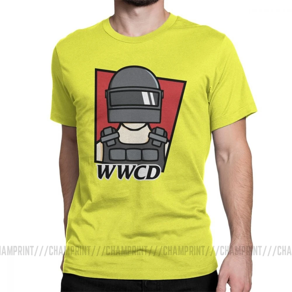 PUBG WWCD Победитель Куриный Ужин футболки для мужчин короткий рукав Винтаж Футболка хлопок одежда дизайн футболки - Цвет: Цвет: желтый