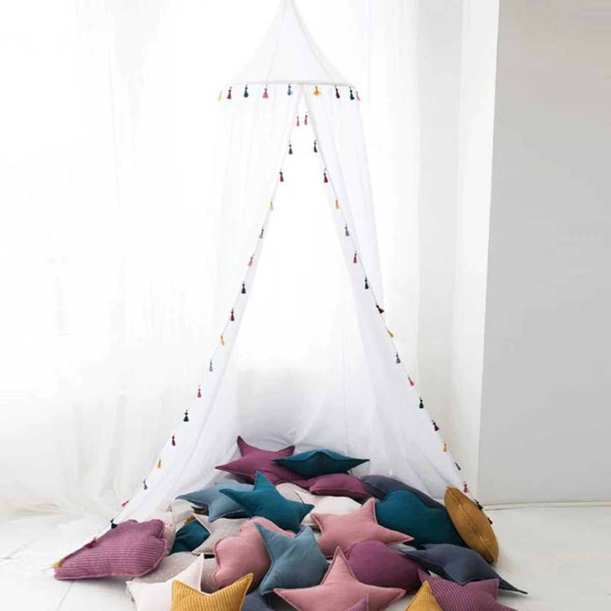 

Baby Canopy Round Mosquito Net Boys Girls Princess Bed Canopy Chiffon Bed Valance Pest control Reject Net Kids Room Decoration